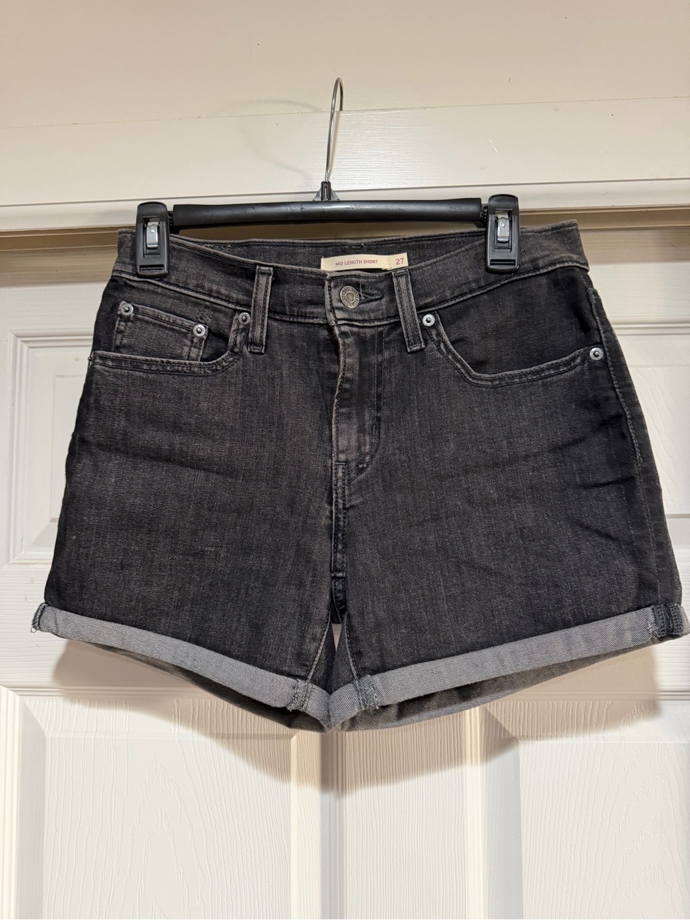 Levi's Grey Rolled-Hem Denim Shorts Size 27